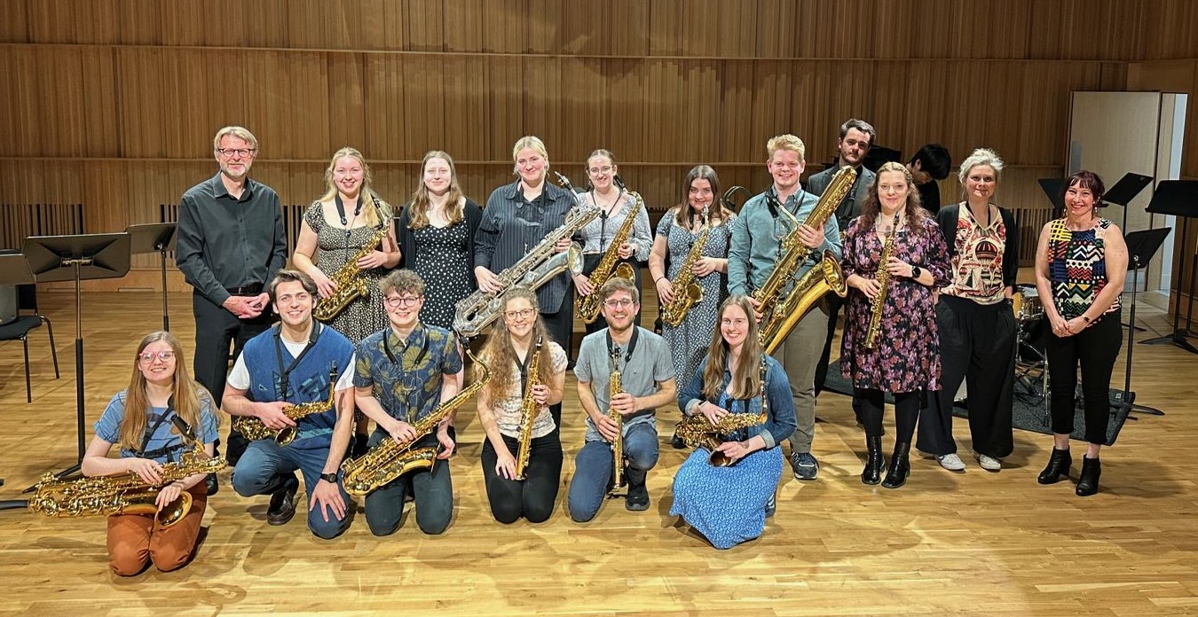 Jonathan Parapadakis and saxophones: soprano, alto, tenor, bari, bass.