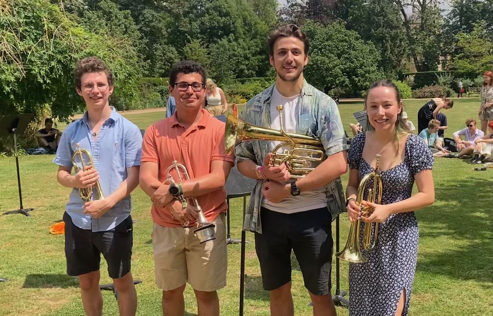 Jonathan Parapadakis playing baritone horn. Also pictured are Grace Wilson - tenor horn, Sam Steinberg - Cornet, David Stout - Cornet