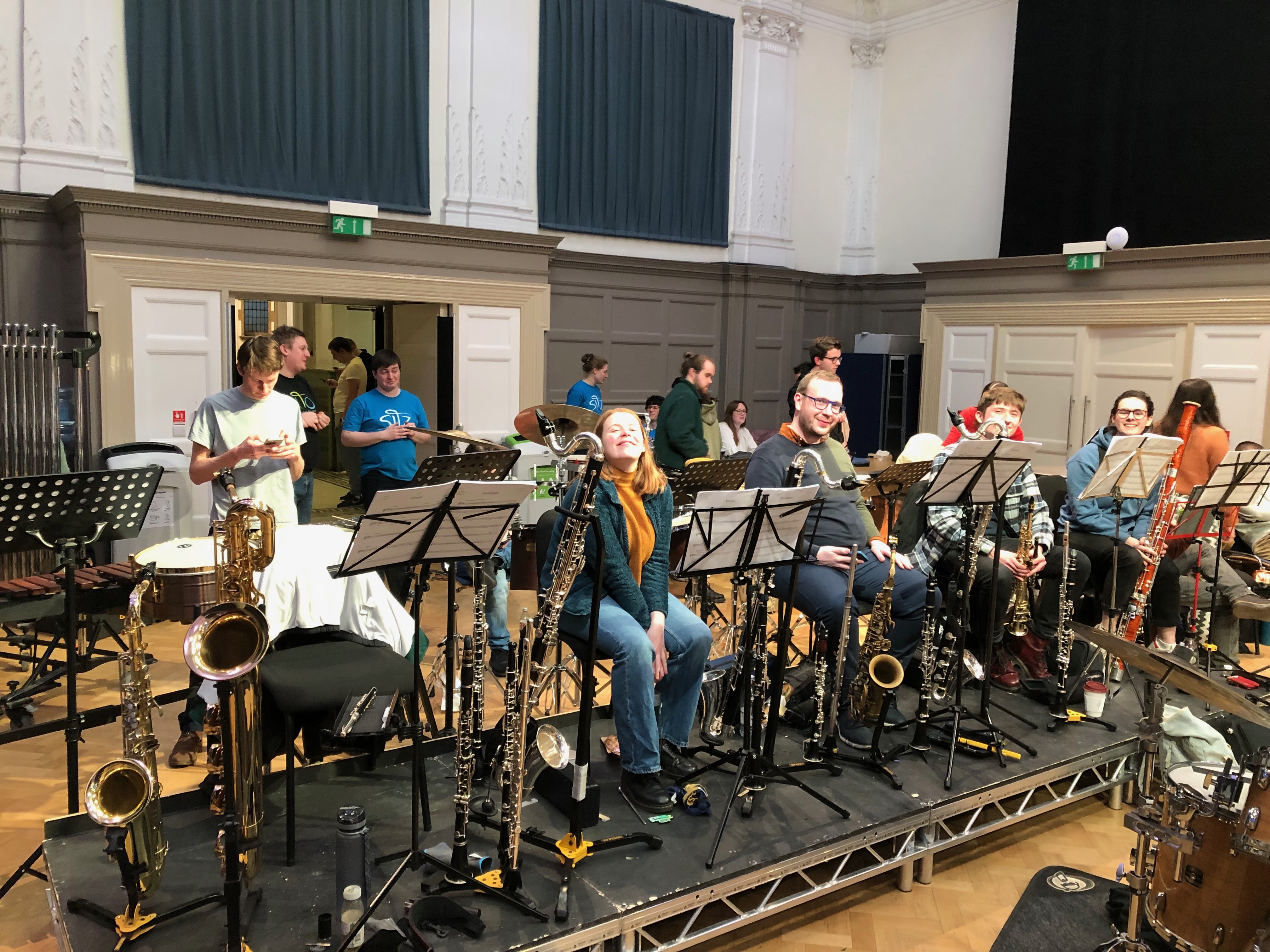 Jonathan Parapadakis playing piccolo, flute, clarinet, bass clarinet, oboe, cor anglais / english horn, tenor saxophone and baritone saxophone for a sitzprobe with london musical theatre orchestra